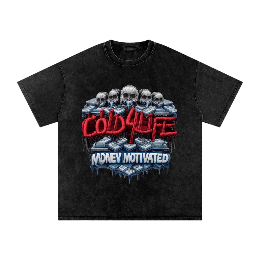 Snow Washed Oversized Cotton T-Shirt