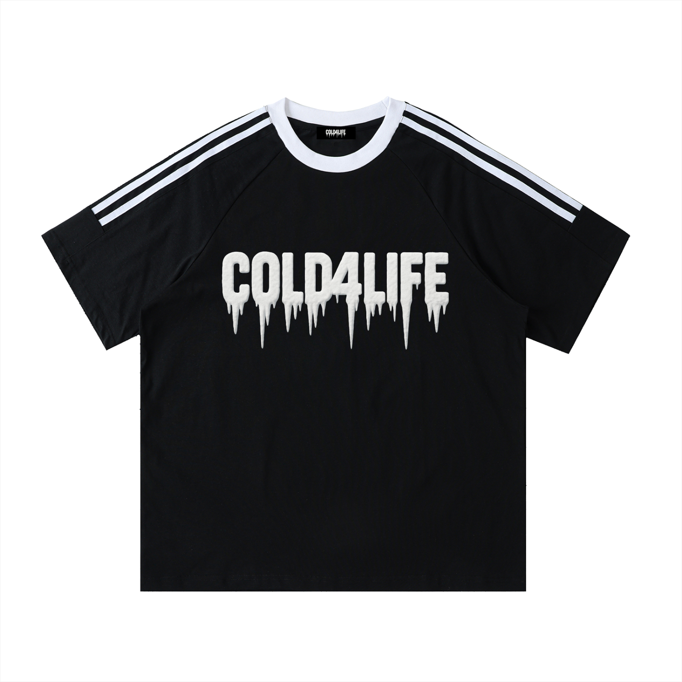 Contrast Tape Crewneck Cotton T-Shirt