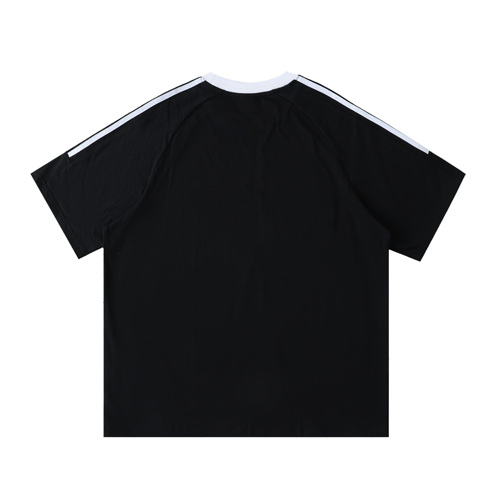 Contrast Tape Crewneck Cotton T-Shirt